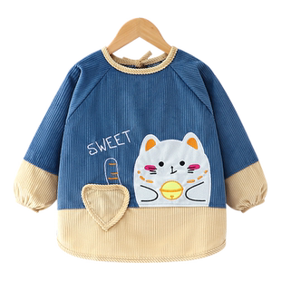 宝宝罩衣儿童吃饭围兜婴儿秋冬外穿防水防脏饭兜新款洋气围裙护衣