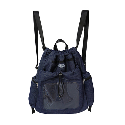 OOPSDAY牛仔布束口双肩包旅游轻便背包ins小众初中生书包大容量