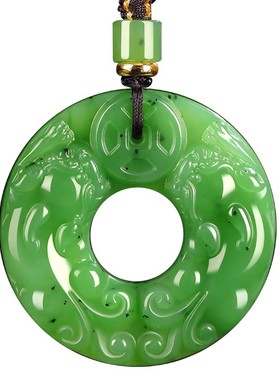 普陀山和田玉平安扣吊坠招财貔貅项链碧玉浅2026本命年马年帝王绿