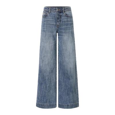 CNLEEWEI 2026春季新款经典蓝洗水喇叭牛仔裤女休闲直筒牛仔裤