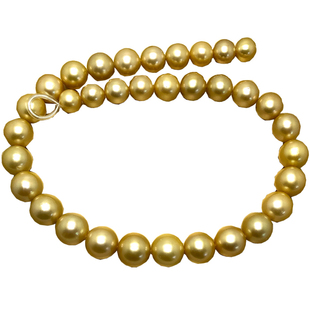 收藏珠宝南洋金珠项链浓金色天然海水10-13mm正圆极强光珍珠证书