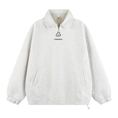 港仔文艺男刺绣polo领卫衣男秋冬