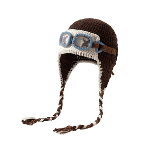 可爱搞怪针织帽子女2025新款飞行雷锋帽显脸小保暖护耳毛线套头帽