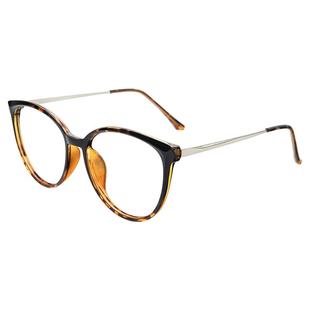 玳瑁圆框猫眼眼镜近视女度数可配防蓝光复古美式眼睛架超轻TR镜框