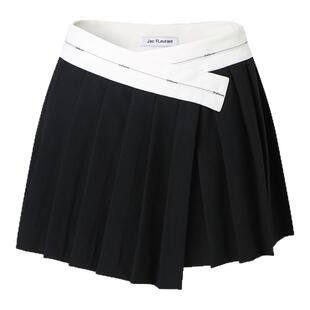 JAC FLEURANT【明星同款】新款黑白交叉拼接不对称百褶短裙女