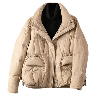 紫米衣坊短款羽绒服女小个子新款时尚休闲保暖女装白鸭绒冬季外套