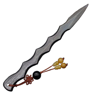 龙泉手工锻打百炼花纹钢复古家用普洱专用茶刀撬开茶饼砖茶针茶锥