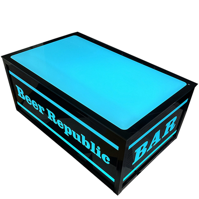 现货KTV茶几专用发光七彩岩板大理石不锈钢化玻璃酒吧台简约桌子