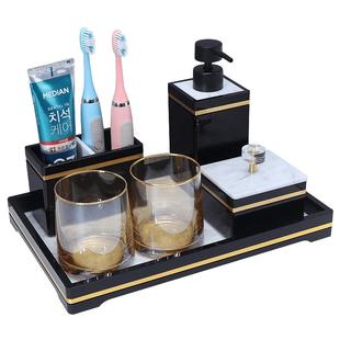 酒店卫生间洗手台置物架高级感洗漱用品收纳盒卫浴托盘大理石套装