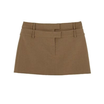 缪风设计感双腰头短裙