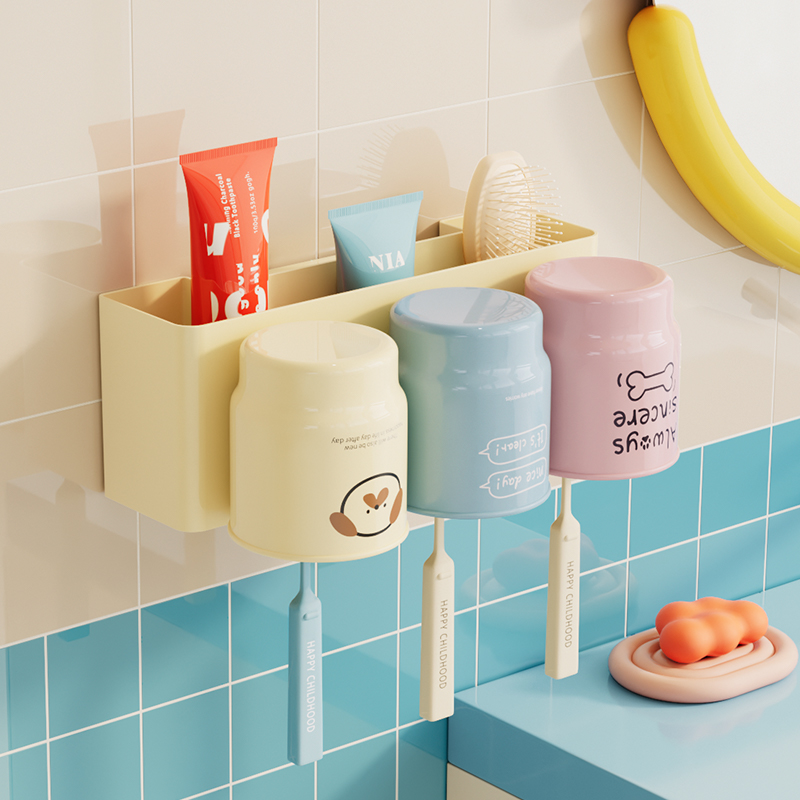 牙刷置物架壁挂式免打孔多巴胺漱口杯挂墙式卫生间电动吸盘牙刷架