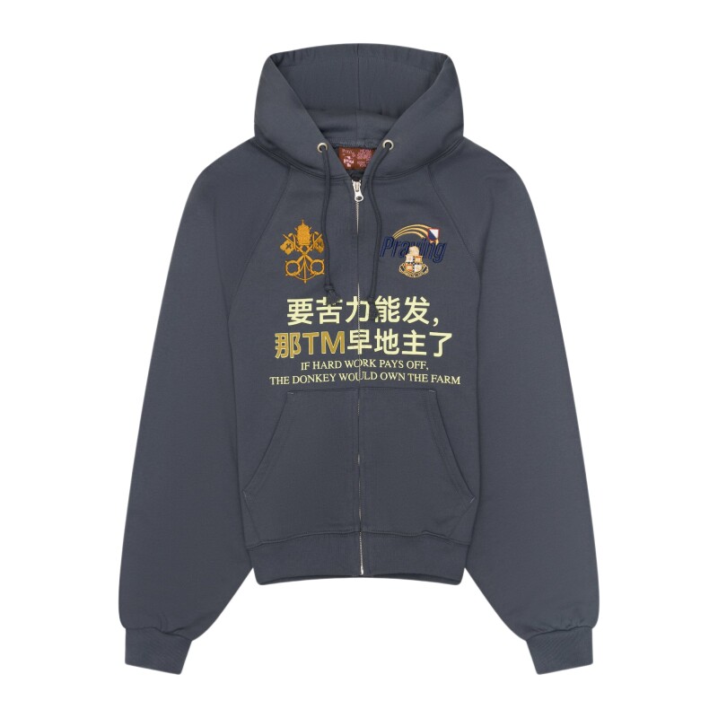 praying亚文化中文字母拉链外套