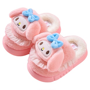 美乐蒂儿童棉拖鞋女童2025新款秋冬季室内防滑保暖包跟棉拖鞋女孩