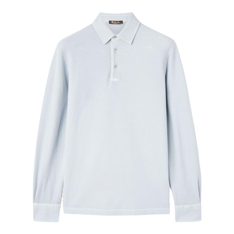 LoroPiana/诺悠翩雅男士T恤蜂窝棉质长袖Polo衫百搭动感新款
