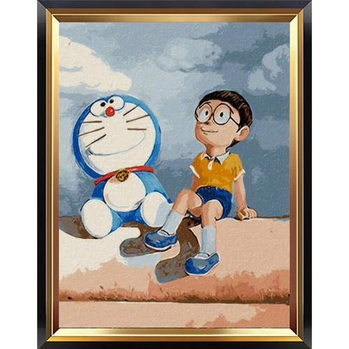 画画diy数字油画哆啦A梦儿童涂色卡通动漫手绘填充填色油彩画手工