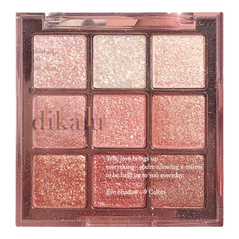 dikalu 九宫格爆闪圣诞雪花眼影盘全珠光闪片奶茶9色碎钻眼影纯欲