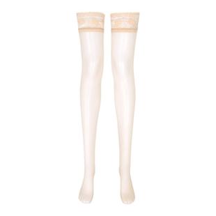 涞觅「丝滑0.01」长筒丝袜女夏季薄款性感复古蕾丝防滑高筒过膝袜