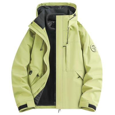 稻草人绿色冲锋衣女小个子2025新款春秋三合一防风防水超好看外套