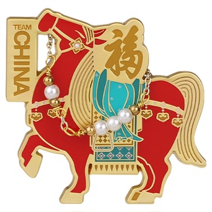 国家队金马送福马到福到徽章马年钥匙扣装饰伴手礼物TEAMCHINA