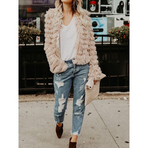 O 57271 Fur Fringe Sweater Jacket 流苏毛衣外套 跨境欧美