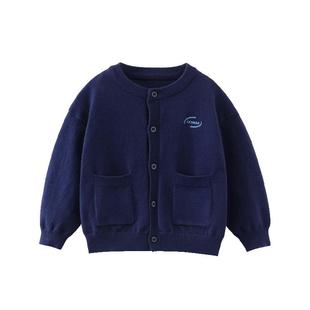 [山羊绒]齐齐熊宝宝毛衣开衫春秋款羊毛衫男童学院风2026新款儿童