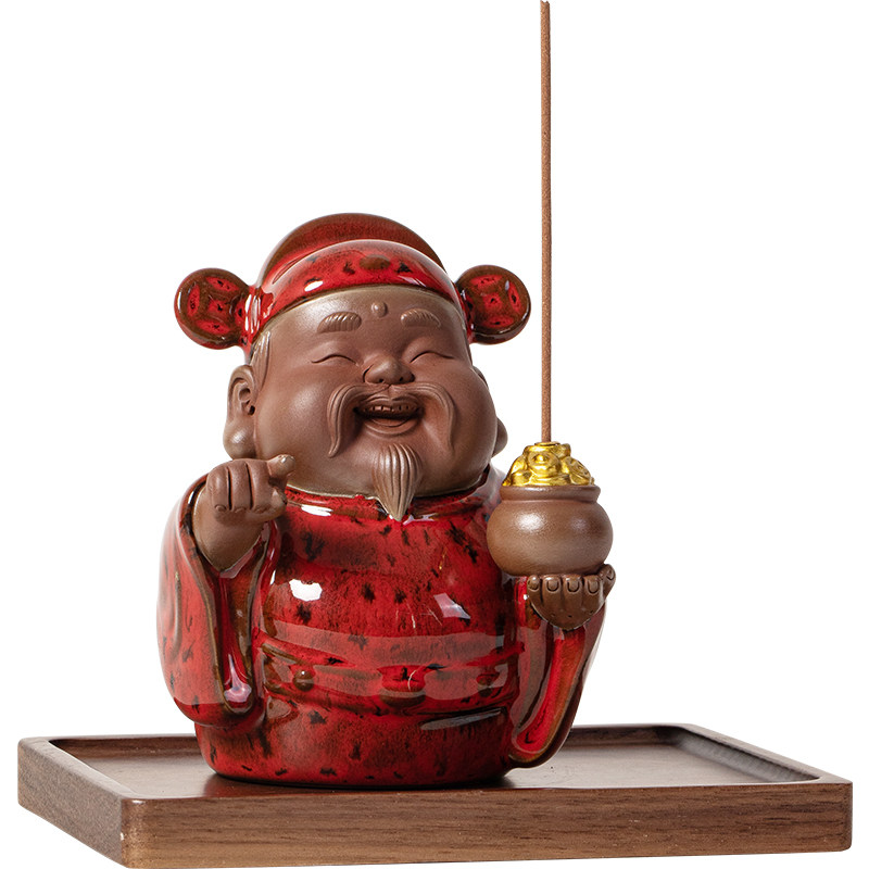 国风财神爷线香插香座