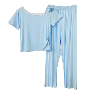 新款睡衣女夏季莫代尔短袖短裤两件套薄款性感纯欲风家居服