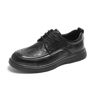 奥康 男鞋秋冬新款手抓纹商务休闲皮鞋真皮软底舒适增高加绒皮鞋N