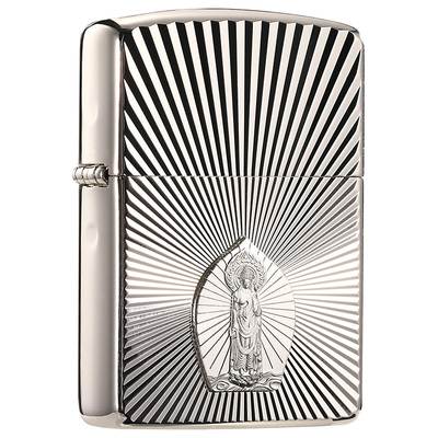 高档ZIPPO纯银镀金观音