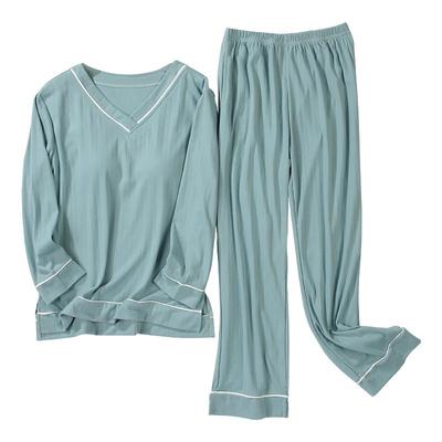 家居服纯棉女带胸垫两件套睡衣