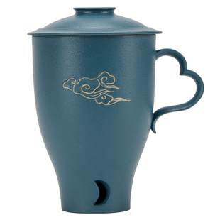 万仟堂办公杯陶制茶水分离泡茶茶杯办公室喝水马克杯明月夜办公杯