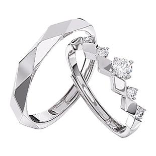 钟久久情侣对戒繁星之恋纯银钻戒指情人节新年礼物送定制钟爱协议