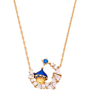 《月亮城堡》复古设计感宫廷精致个性童话纯银镀金锁骨项链女气质