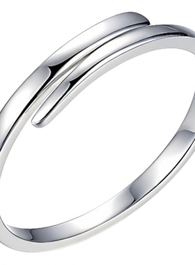 纯银开口可调节单身风刻字戒指