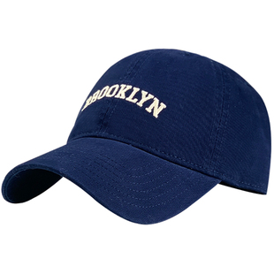 蔡小胖 字母BROOKLYN鸭舌帽女弯檐潮牌帽子软顶韩版棒球帽显脸小