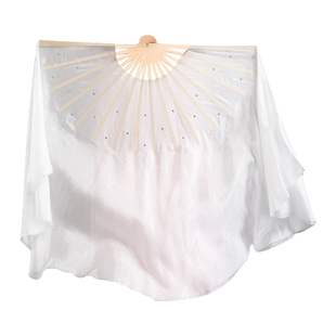 真丝白色扇子舞蹈扇关山酒同款扇子双面加长胶州秧歌扇表演演出