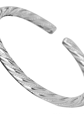 实心编织开口手镯足银999小众女