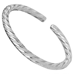 足银9999手镯女纯银麻花交织编织实心开口小众设计感潮流时尚简约