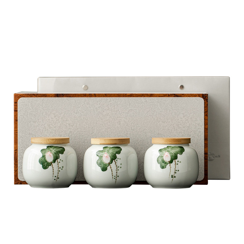 绿茶小罐茶叶包装陶瓷茶叶罐定制