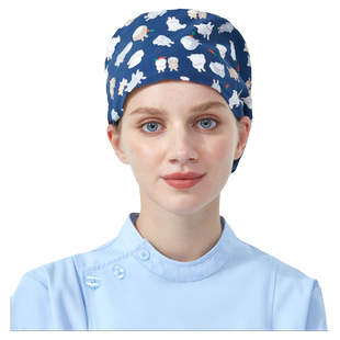 杜蜜岚手术帽女纯棉护士小花帽厚款透气吸汗手术室专用帽医生圆帽