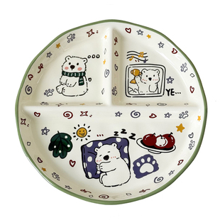 漂亮分格餐盘大人减肥专用211减脂早餐盘子in风可爱儿童分餐盘