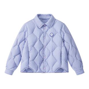 观山见笛莎联名款童装女童国风羽绒服秋冬新款儿童衬衫领外套上衣