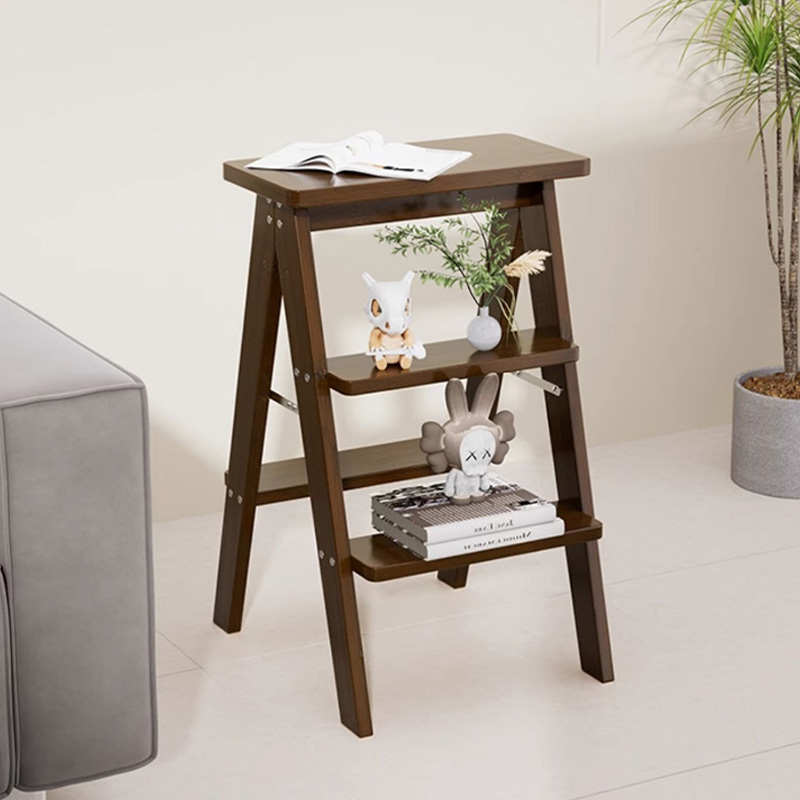 折叠梯凳家用梯子实木凳子厨房吧台凳登高三步梯多功能收银台椅子