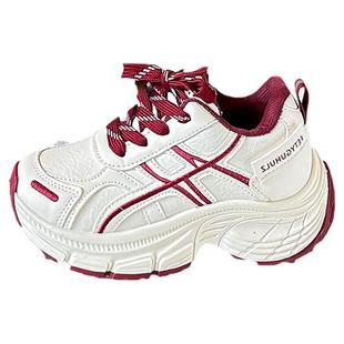 官网C&K红色女童鞋子2026新款春季儿童运动小白鞋软底老爹鞋女孩