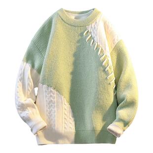 秋冬季新款毛衣男孩加厚保暖初高中学生青少年大童宽松针织打底衫