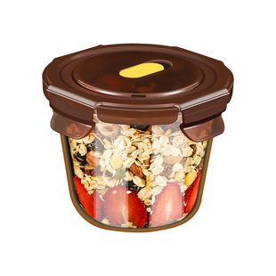 隔夜燕麦杯玻璃早餐杯可微波炉加热水果沙拉碗带盖勺密封酸奶杯子