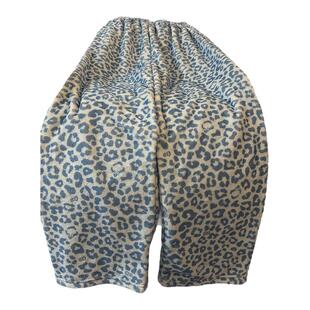 高个子加绒加厚珊瑚绒睡裤女秋冬季居家裤新款豹纹冬天加长版裤子