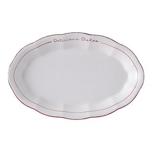 家用蒸鱼盘陶瓷大号长方形盘子小清新简约长盘子大号盘子可微波炉