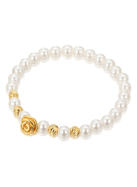 旭平玫瑰花仿珍珠手串时尚轻奢复古手饰2025年新款七夕礼物送女生