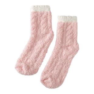 珊瑚绒月子袜子女加绒加厚保暖毛绒睡眠家居睡觉穿的毛毛袜秋冬天